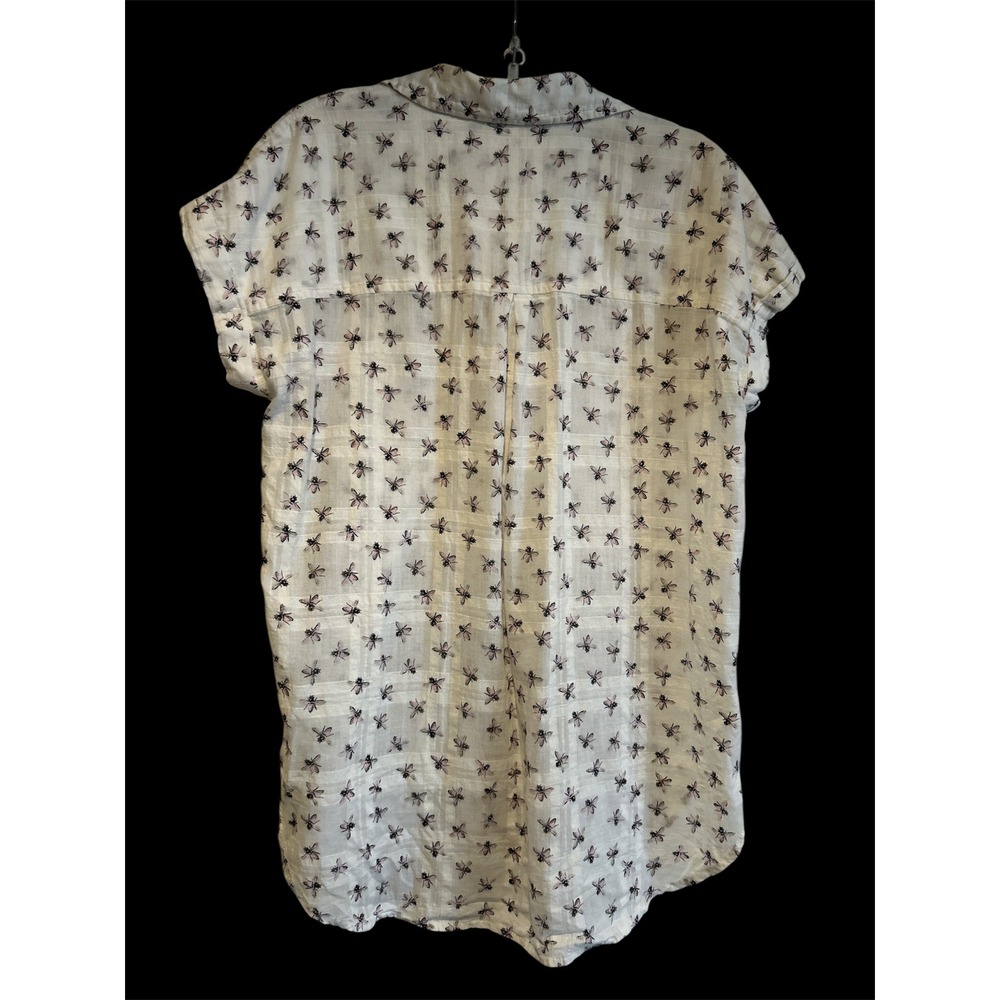 Cottage core Boho Jane + Delancey Womens Bee Print Short Sleeve Button Down - Picture 2 of 3
